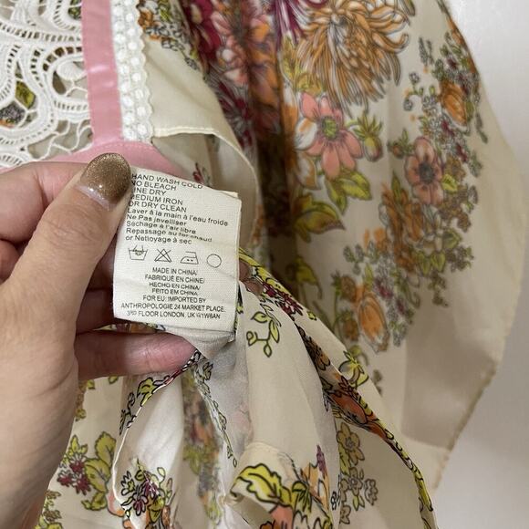 Anthropologie TINY Begonia floral kimono Ribbon wrap blouse top Small - Picture 7 of 10